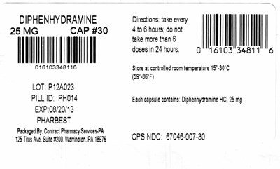 Image Of Label (Pharbedryl 25 mg Capsule Package Label)